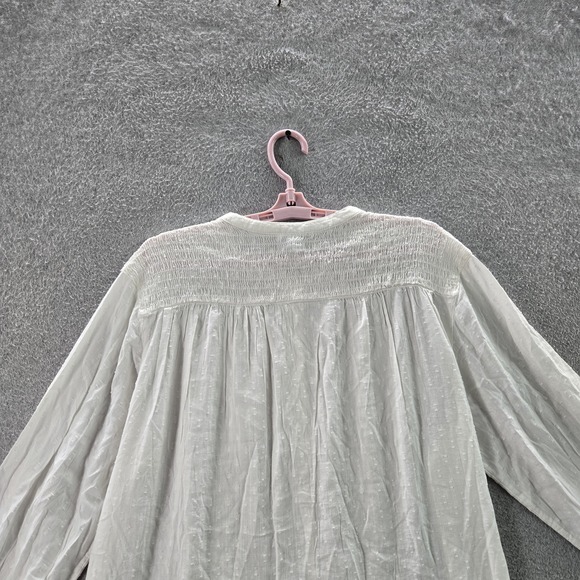 Old Navy Women Blouse L White Button Round Neck Front - Picture 8 of 9